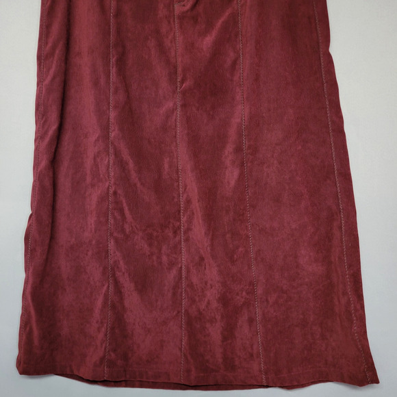 Wild Cat Maxi Skirt Womens XL Maroon Zip-Zag Trim Stitching Stretch Boho Modest - Picture 5 of 11